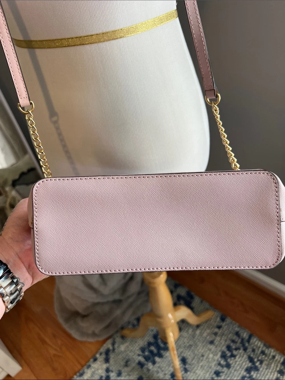 Michael Kors Blush Pink Crossbody with Gold Chain Accents